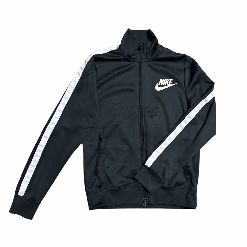 Nike Men's Black White Track Jacket Warm Up Activewear Zip Up Front Activewear‎
